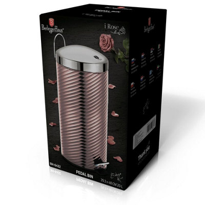 Berlinger Haus 20 Liter Rose Metal Rubbish Pedal Rubbish Waste Stainless Steel Circular Bin