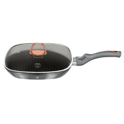 BERLINGER HAUS 28cm Moonlight Silver Square Grill Pan Fry Frying Marble Non Stick Griddle Steak