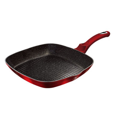 BERLINGER HAUS 28cm Width Burgundy Square Grill Pan Fry Frying Marble Non Stick Griddle Steak