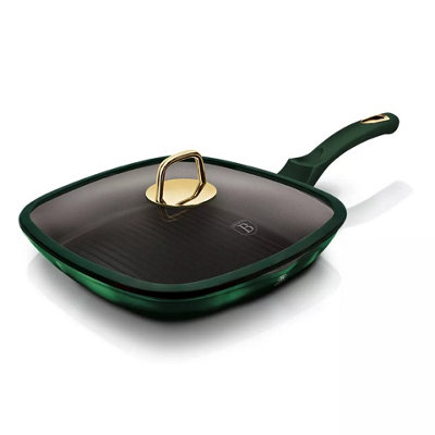 Berlinger Haus 28cm Width Square Grill Frying Pan Emerald with Lid