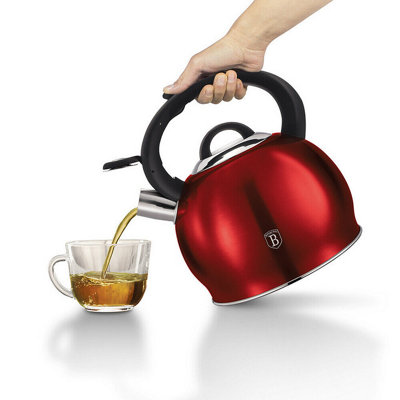 BERLINGER HAUS 3L Stainless Steel Burgundy Whistling Kettle Metallic Electric Induction