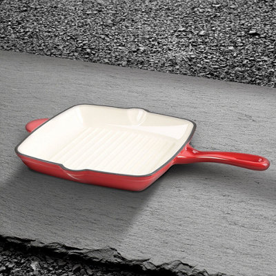 Berlinger Haus 4.5cm Height Red Cast Iron Enamel Frying Non Stick Ribbed Grill Pan