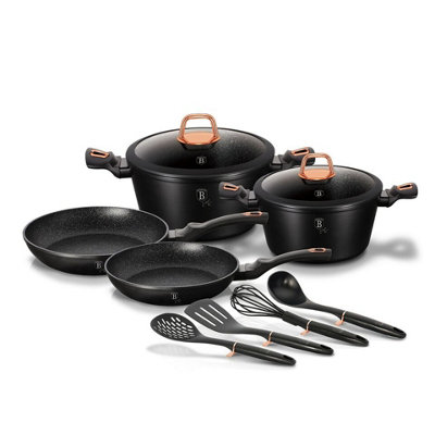 BERLINGER HAUS Black Rose 10 Pcs Cookware Set Aluminium Non Stick Pots ...