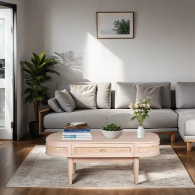 Berma Cane & Mango Wood 1 Drawer Coffee Table