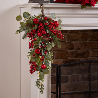 Berries and Baubles Pre-Lit Christmas Decoration Swag