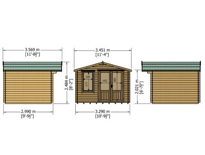 Berryfield Log Cabin Home Office Garden Room Approx 11 x 10 Feet - 3