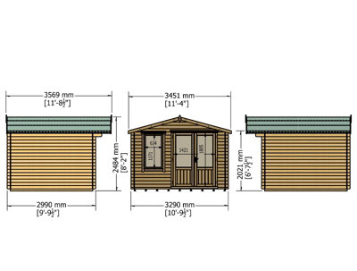 Berryfield Log Cabin Home Office Garden Room Approx 11 x 10 Feet - 4
