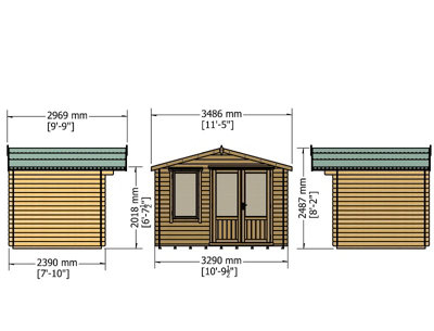 Berryfield Log Cabin Home Office Garden Room Approx 11 x 8 Feet - 4