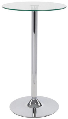 Bert Table Tall Clear Round Glass Bistro Bar Table