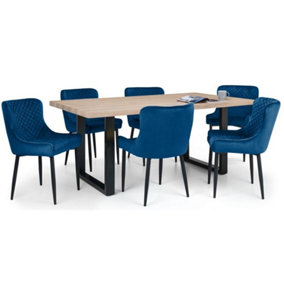 Berwick Dining Table & 6 Luxe Blue Chairs