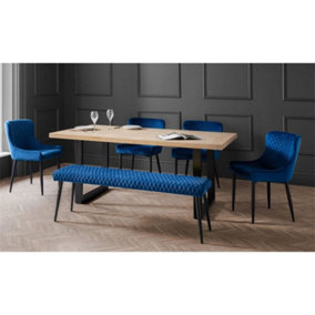 Berwick Dining Table, Luxe Low Blue Bench & 4 Luxe Blue Chairs