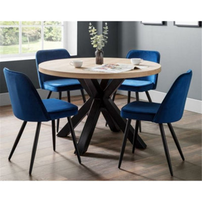 Berwick Round Table & 4 Burgess Blue Chairs | DIY at B&Q