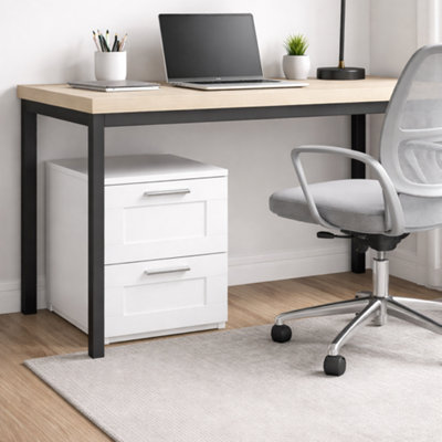 Beside Table White Wooden 2 Drawer Side Table Oslo Range Under Desk ...