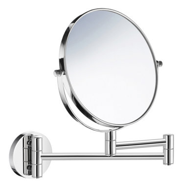 BESLAGSBODEN Chromed Double Sided Mirror (170mm) with Extendable Swing Arm and 7x Magnification for Bathroom Makeup or Shaving