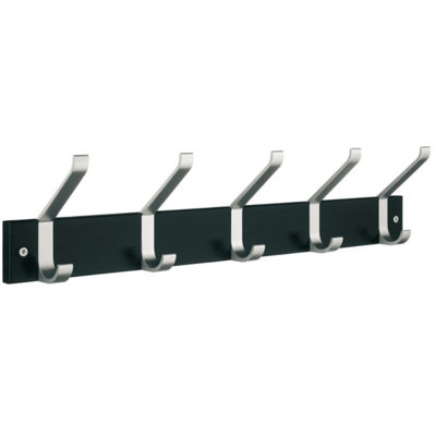 BESLAGSBODEN Coat and Hat Rack, Five Hooks, Black/Satin Aluminium Price Comparisons | Compare The Build