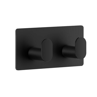 BESLAGSBODEN - CUBE Double Towel hook. Black. Self-adhesive.