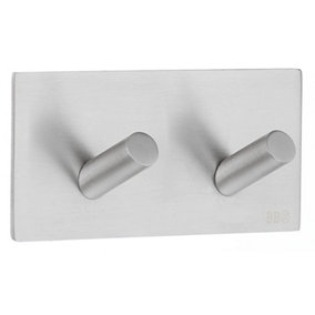 BESLAGSBODEN - Design Double Hook in Brushed Stainless Steel Self-adhesive