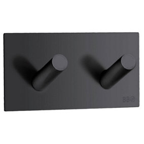 BESLAGSBODEN - Design Double Hook in Matt Black Stainless Steel Self-adhesive
