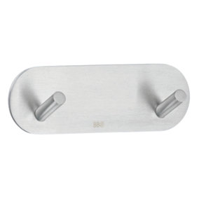 BESLAGSBODEN - Design Double Hook mini in Brushed Stainless Steel Self-adhesive