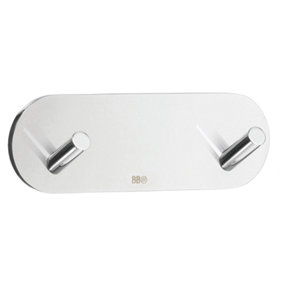 BESLAGSBODEN - Design Double Hook mini in Polished Stainless Steel Self-adhesive