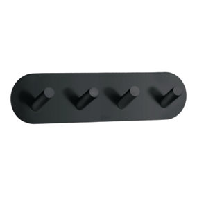 BESLAGSBODEN - Design Quadruple Hook in Matt Black Stainless Steel Self-adhesive