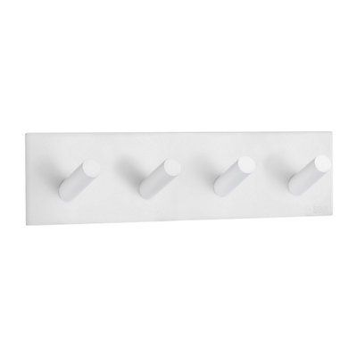 BESLAGSBODEN - Design Quadruple Hook in Matt White Stainless Steel Self-adhesive