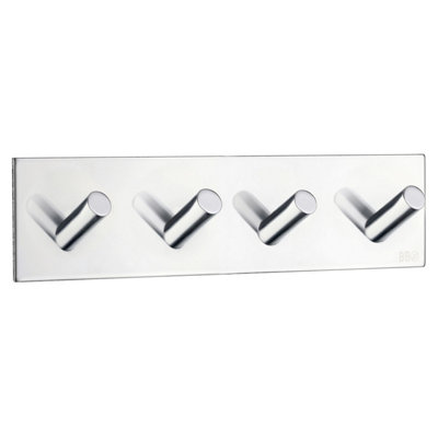 BESLAGSBODEN - Design Quadruple Hook in Polished Stainless Steel Self-adhesive