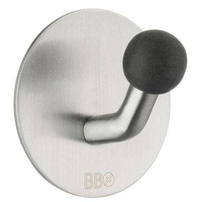 BESLAGSBODEN - Design Single Hook in Brushed Stainless Steel/Black Knob Self-adhesive Price Comparisons | Compare The Build