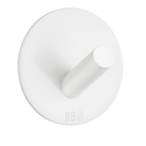 BESLAGSBODEN - Design Single Hook in Matt White Stainless Steel Self-adhesive