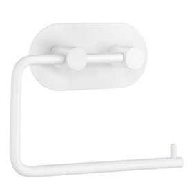 BESLAGSBODEN - Design Toilet Roll Holder in Matt White Stainless Steel Self-adhesive