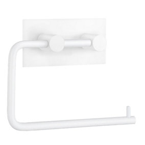 BESLAGSBODEN - Design Toilet Roll Holder in Matt White Stainless Steel Self-adhesive