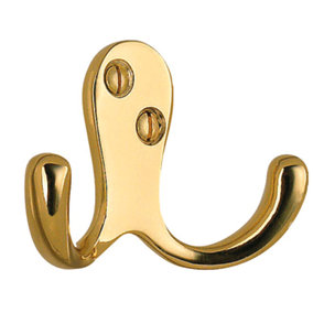 BESLAGSBODEN - Double Towel Hook in Polished Brass Finish, Height 44 mm