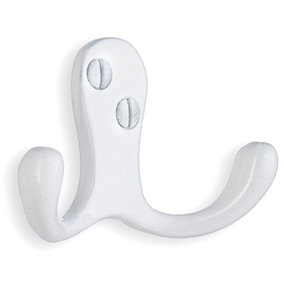 BESLAGSBODEN - Double Towel Hook in White Lacquer, Height 44 mm