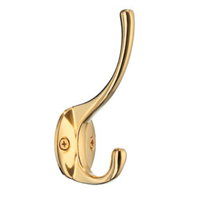 BESLAGSBODEN - Hat and Coat Hook in Polished Brass Finish, Height 110 mm