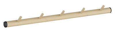 BESLAGSBODEN - Hook Rack, 5 hooks. Matt black/Beech. Horizontal.