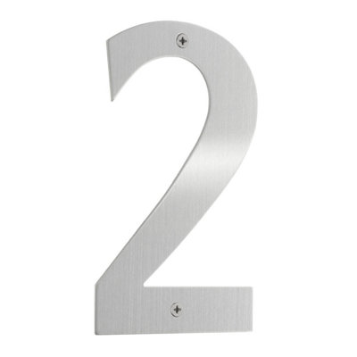 BESLAGSBODEN House Number 2 in Brushed Stainless Steel