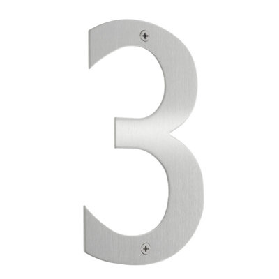 BESLAGSBODEN - House Number 3 in Brushed Stainless Steel