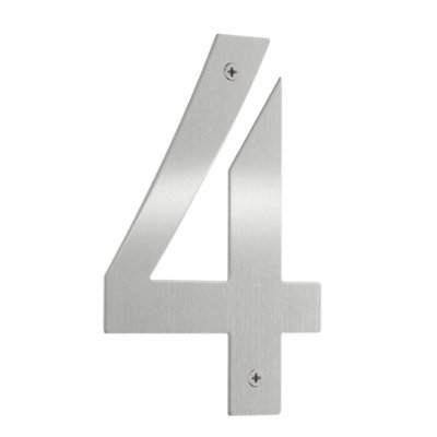 BESLAGSBODEN - House Number 4 in Brushed Stainless Steel