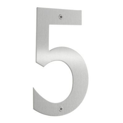 BESLAGSBODEN - House Number 5 in Brushed Stainless Steel