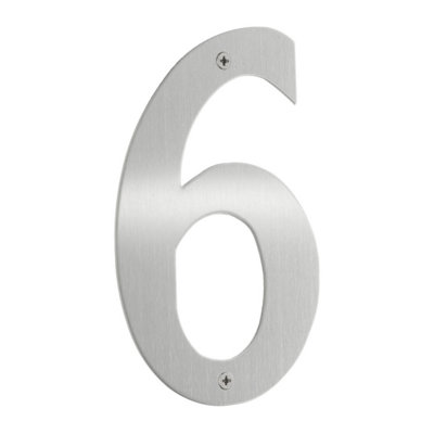 BESLAGSBODEN - House Number 6 in Brushed Stainless Steel