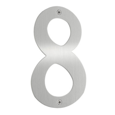 BESLAGSBODEN - House Number 8 in Brushed Stainless Steel