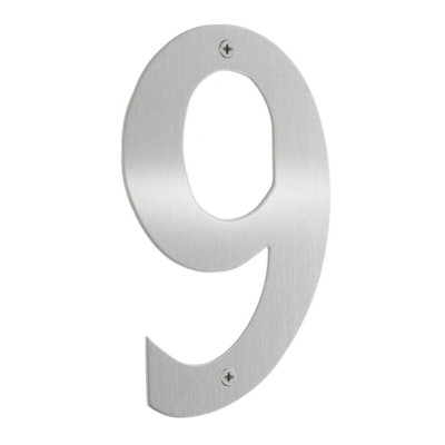 BESLAGSBODEN - House Number 9 in Brushed Stainless Steel
