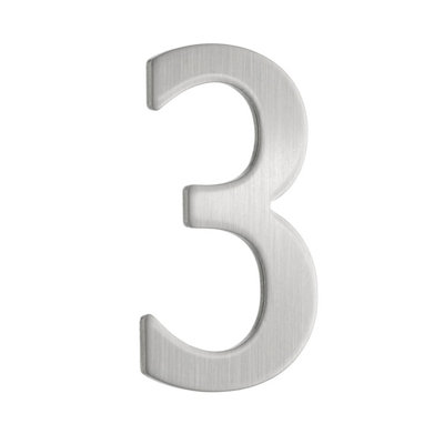 BESLAGSBODEN - Mailbox Number 3 in Brushed Stainless Steel Self-adhesive