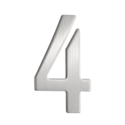 BESLAGSBODEN - Mailbox Number 4 in Brushed Stainless Steel Self-adhesive
