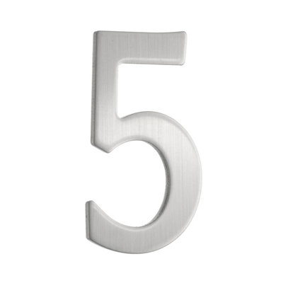 BESLAGSBODEN - Mailbox Number 5 in Brushed Stainless Steel Self-adhesive