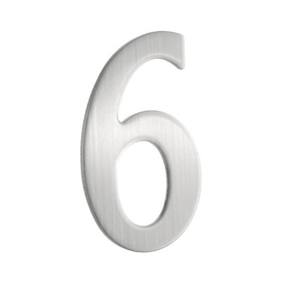 BESLAGSBODEN - Mailbox Number 6 in Brushed Stainless Steel Self-adhesive