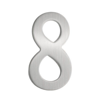 BESLAGSBODEN - Mailbox Number 8 in Brushed Stainless Steel Self-adhesive