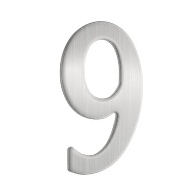 BESLAGSBODEN - Mailbox Number 9 in Brushed Stainless Steel Self-adhesive