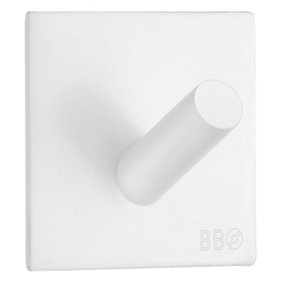 BESLAGSBODEN - Pair Design Single Hook in Matt White Stainless Steel Self-adhesive