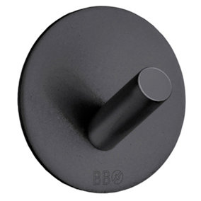 BESLAGSBODEN -Pair  Design Single Hooks in Matt Black Stainless Steel Self-adhesive